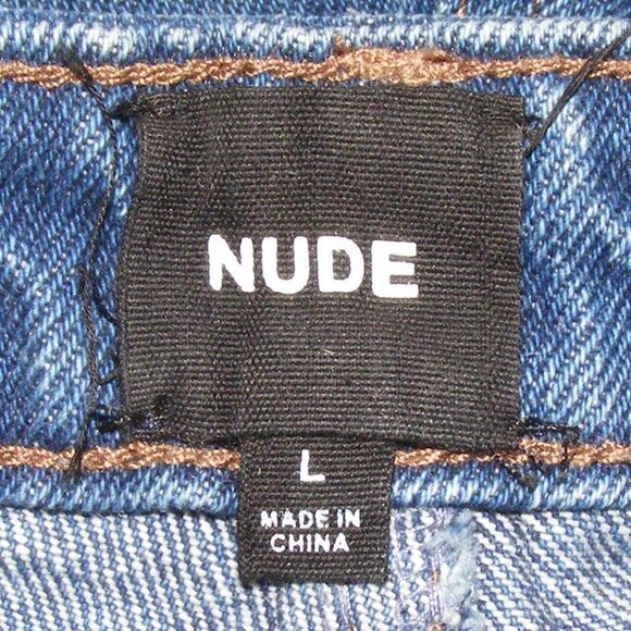 Nude Label Denim Shorts, L, Blue cut-offs, Fish net inserts, Distressed, Frayed - Picture 13 of 15